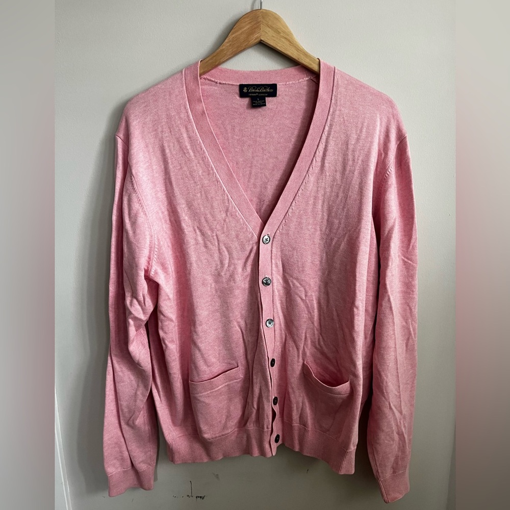 Brooks Brothers Men’s Supima Cotton Pink Cardigan Sweater